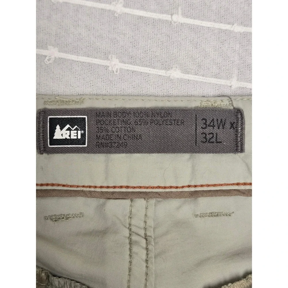 REI Co-op Tan Hiking Pants Mens 34x32 Lightweight Nylon Outdoor Trail